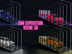 Esposizione di automobili - Scena di rendering dello showroom Modello 3D