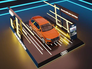 Audi Car Exposition - Showroom Render Scene 3D Model