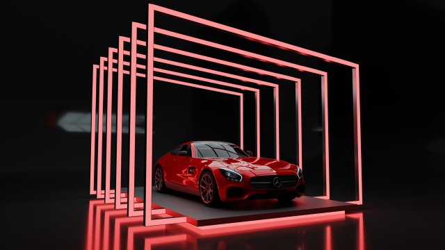Car Exposition - Showroom Render Scene Model 3D .c4d .max .obj .3ds .fbx .stl .blend 