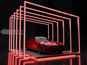 Car Exposition - Showroom Render Scene 3D Model