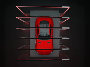 Exposi&ccedil;&atilde;o de carros - Cena de renderiza&ccedil;&atilde;o do showroom Modelo 3D