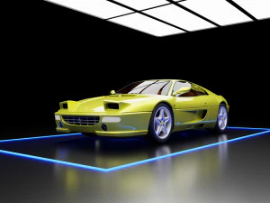 Exposi&ccedil;&atilde;o de carros - Cena de renderiza&ccedil;&atilde;o do showroom Modelo 3D