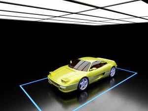 Exposi&ccedil;&atilde;o de carros - Cena de renderiza&ccedil;&atilde;o do showroom Modelo 3D