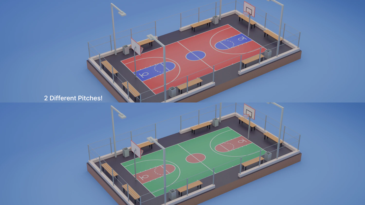 Quadra de basquete de rua p&uacute;blica Modelo 3D .c4d .max .obj .3ds .fbx .stl .blend 