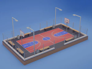 Quadra de basquete de rua p&uacute;blica Modelo 3D