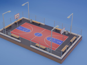Public Street Basketball Court Modelo 3D