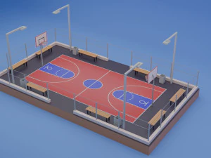 Quadra de basquete de rua p&uacute;blica Modelo 3D