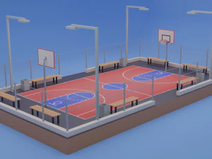 Quadra de basquete de rua p&uacute;blica Modelo 3D