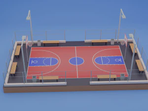 Quadra de basquete de rua p&uacute;blica Modelo 3D