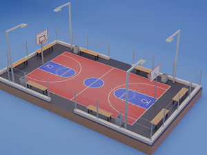 Quadra de basquete de rua p&uacute;blica Modelo 3D