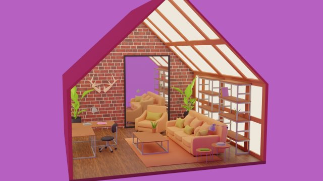 Interior Living Room Scene Modelo 3D .c4d .max .obj .3ds .fbx .stl .blend 