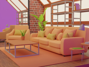 Interior Living Room Scene Modelo 3D