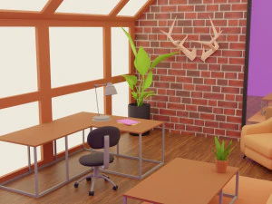 Interior Living Room Scene 3D Model