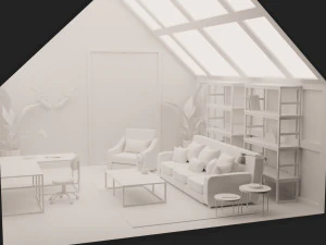 Interior Living Room Scene 3D Model