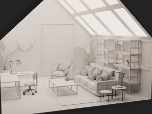 Interior Living Room Scene Modelo 3D