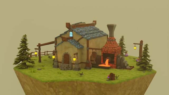 Medieval Blacksmith 3D Model .c4d .max .obj .3ds .fbx .stl .blend 