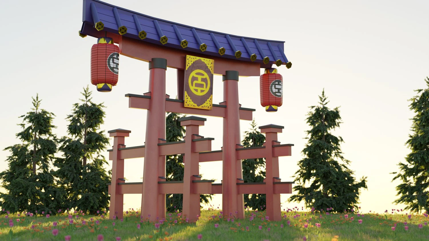 Japanese Torii Gate 3D Model .c4d .max .obj .3ds .fbx .stl .blend 