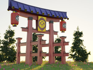 Japanese Torii Gate 3D Model