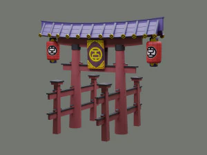 Japanese Torii Gate 3D Model