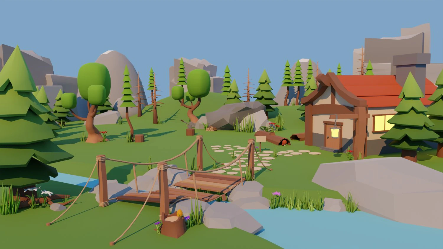 Low Poly середовище 3D Модель .c4d .max .obj .3ds .fbx .stl .blend 