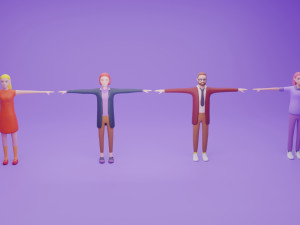 Toon Rigged People Pack 3D Model