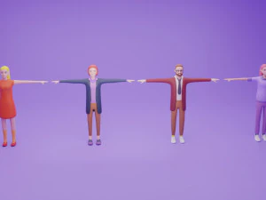 Pacote de Pessoas Toon Rigged Modelo 3D