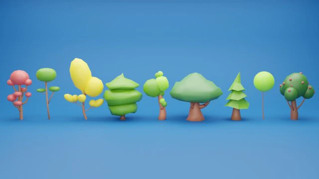 Pacote de &aacute;rvores Low Poly Modelo 3D .c4d .max .obj .3ds .fbx .stl .blend 