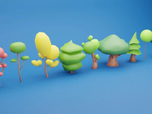 Pacote de &aacute;rvores Low Poly Modelo 3D