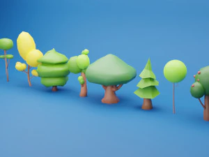 Pacote de &aacute;rvores Low Poly Modelo 3D