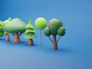 Pacote de &aacute;rvores Low Poly Modelo 3D