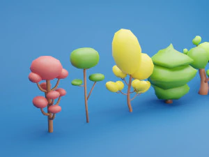 Pacote de &aacute;rvores Low Poly Modelo 3D