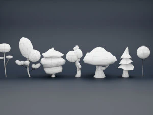 Pacote de &aacute;rvores Low Poly Modelo 3D