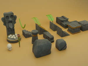 Mayan Temple Pack 3D Model