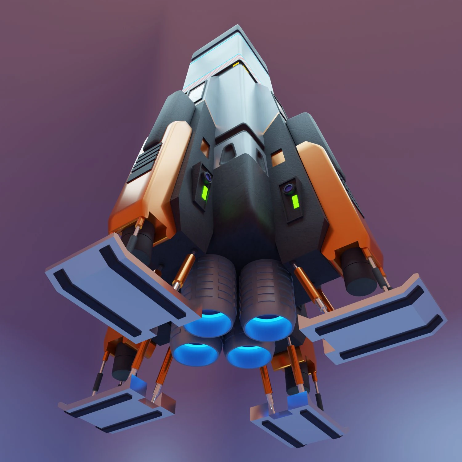 Sci-Fi Spaceship 3D Model .c4d .max .obj .3ds .fbx .stl .blend