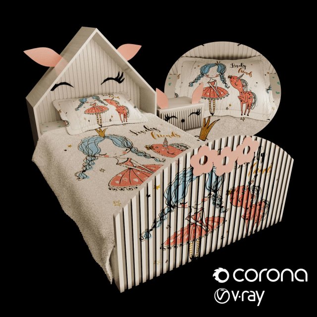 baby bed 3D Модель .c4d .max .obj .3ds .fbx .stl .blend 
