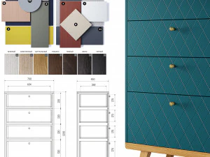 the idea thinon v2 chest of drawers high 3D Model