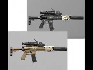 assault rifle hk416 3D Model
