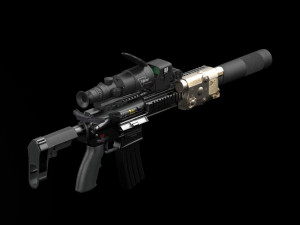 assault rifle hk416 3D Model
