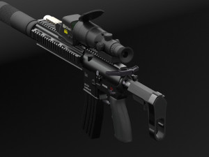 assault rifle hk416 3D Model