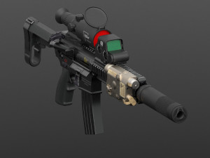 assault rifle hk416 3D Model