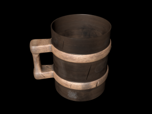 dirty old wooden mug 3D Model