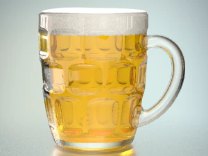 レリーフとハンドル付きビアグラス 3Dモデル