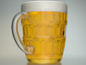 beer glass with reliefs and handle 3D Model