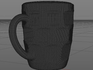 beer glass with reliefs and handle 3D Model