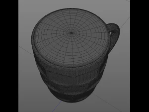 beer glass with reliefs and handle 3D Model