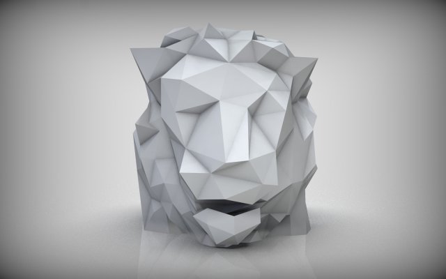 lion head low poly Model Cetak 3D .c4d .max .obj .3ds .fbx .stl .blend 
