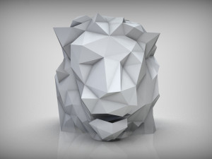 lion head low poly 3D Print Model