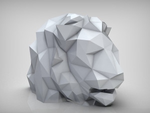 lion head low poly Model Cetak 3D