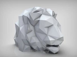 lion head low poly 3D Print Model