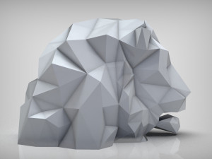 lion head low poly Model Cetak 3D